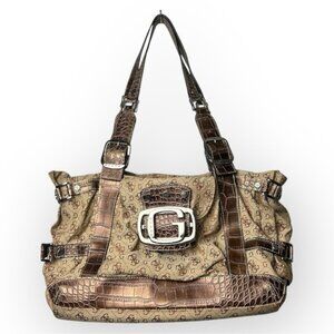 Guess Y2K Vintage Monogram & Crocodile Shoulder Bag